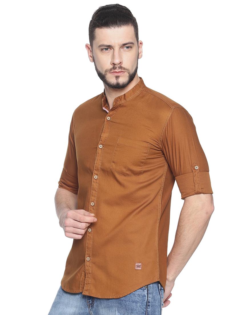 brown solid casual shirt - 17281827 - Zoom Image - 2