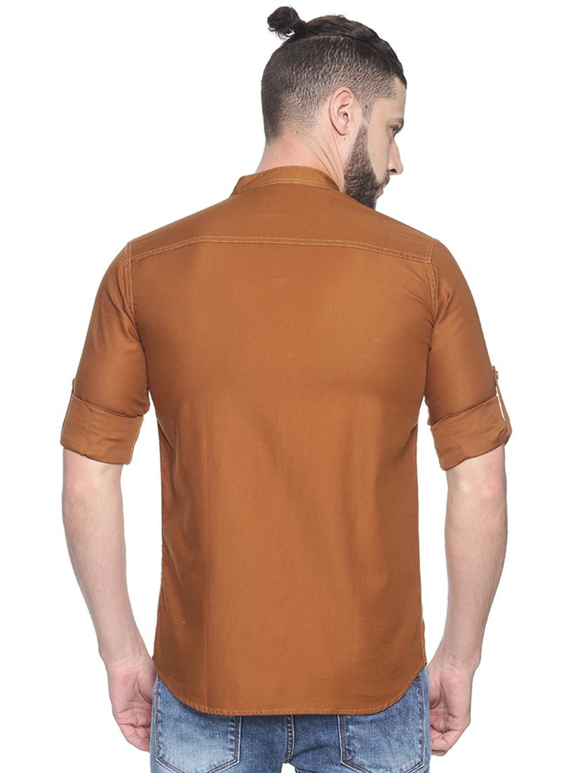 brown solid casual shirt - 17281827 - Zoom Image - 3
