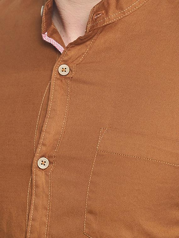 brown solid casual shirt - 17281827 - Zoom Image - 5