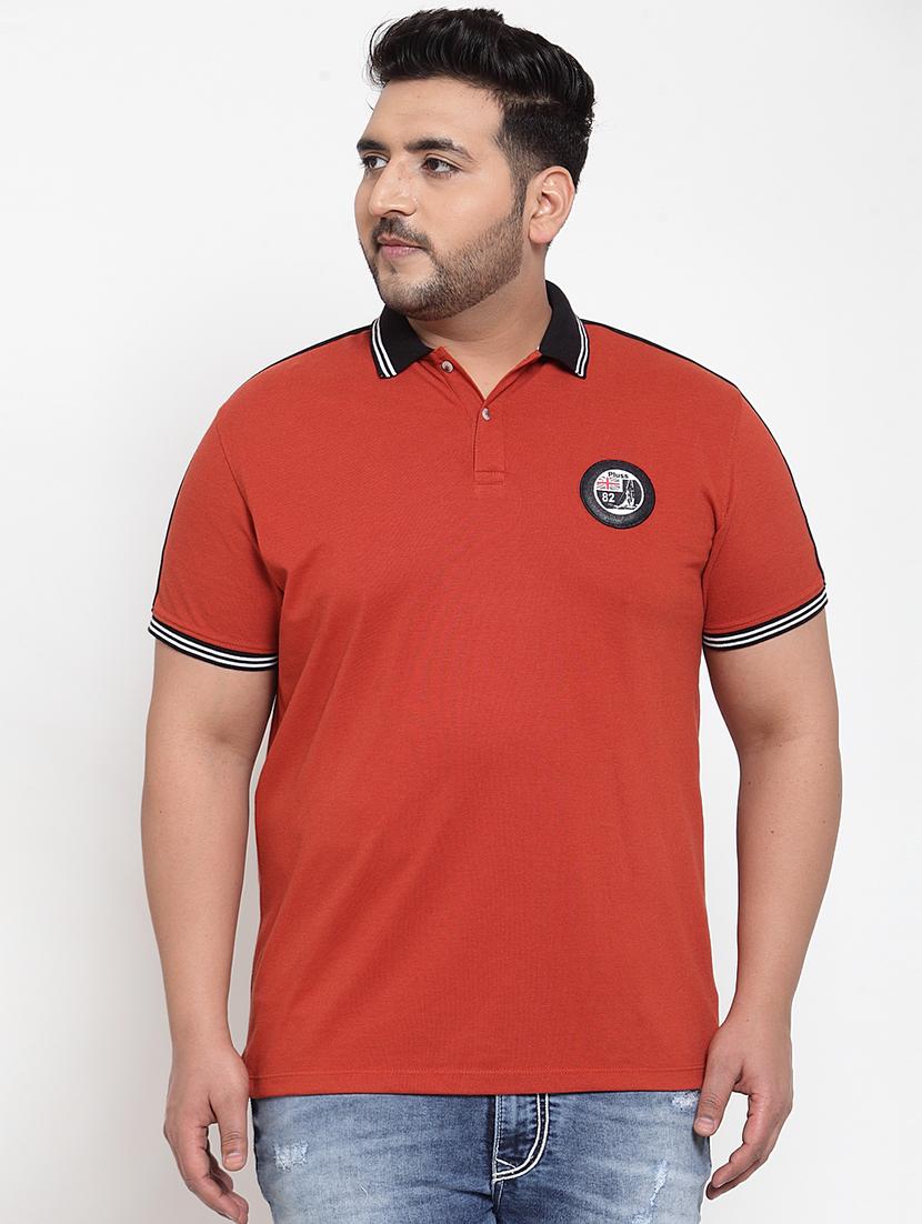 red solid plus size polo t-shirt - 17282025 - Zoom Image - 1