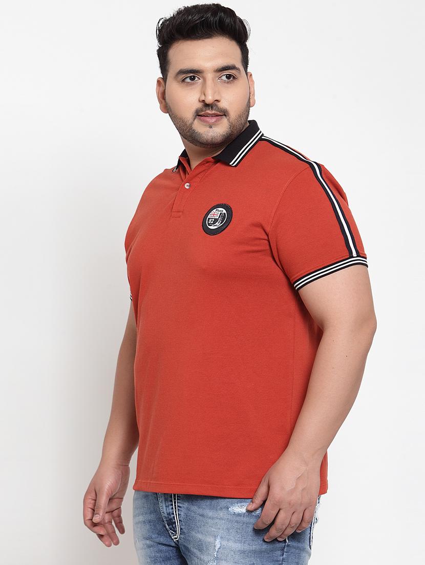 red solid plus size polo t-shirt - 17282025 - Zoom Image - 2