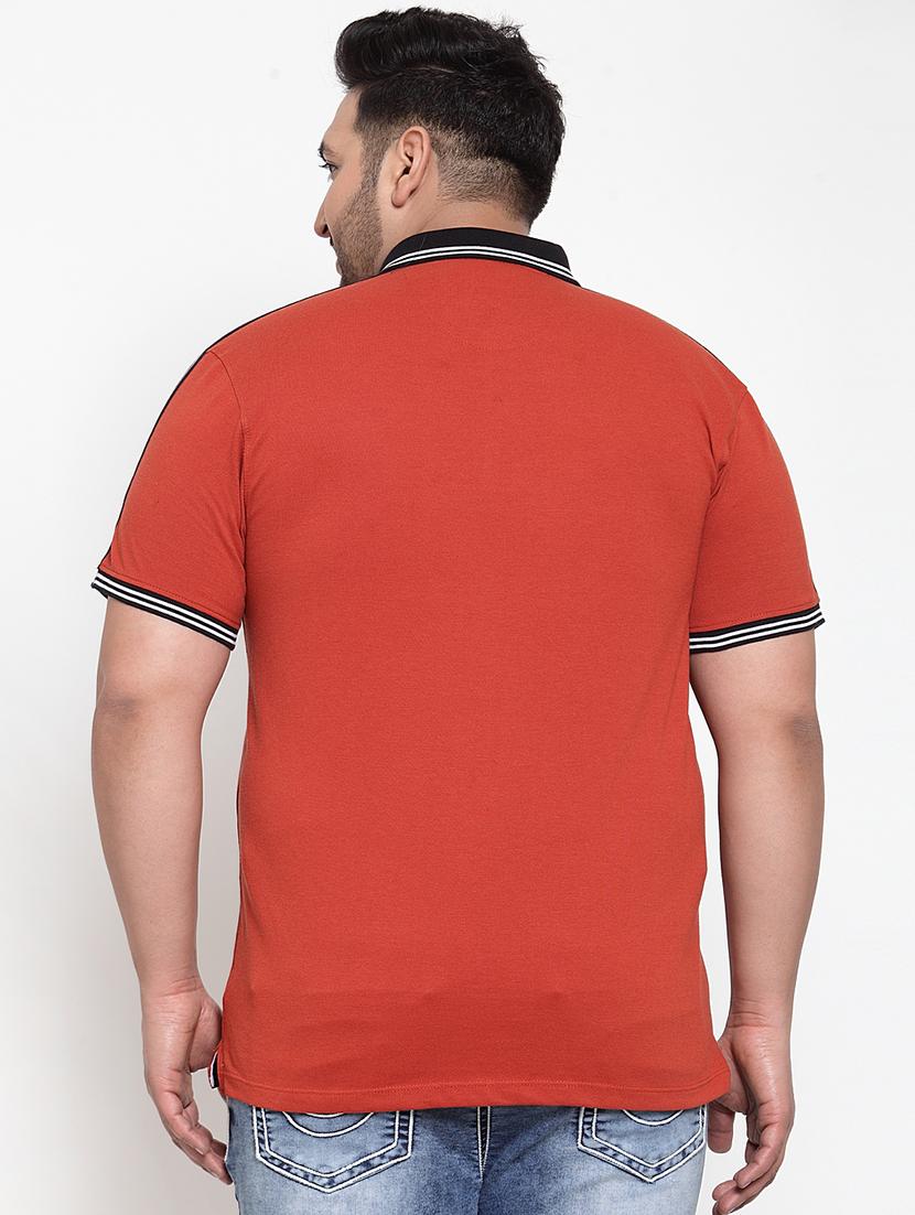 red solid plus size polo t-shirt - 17282025 - Zoom Image - 3