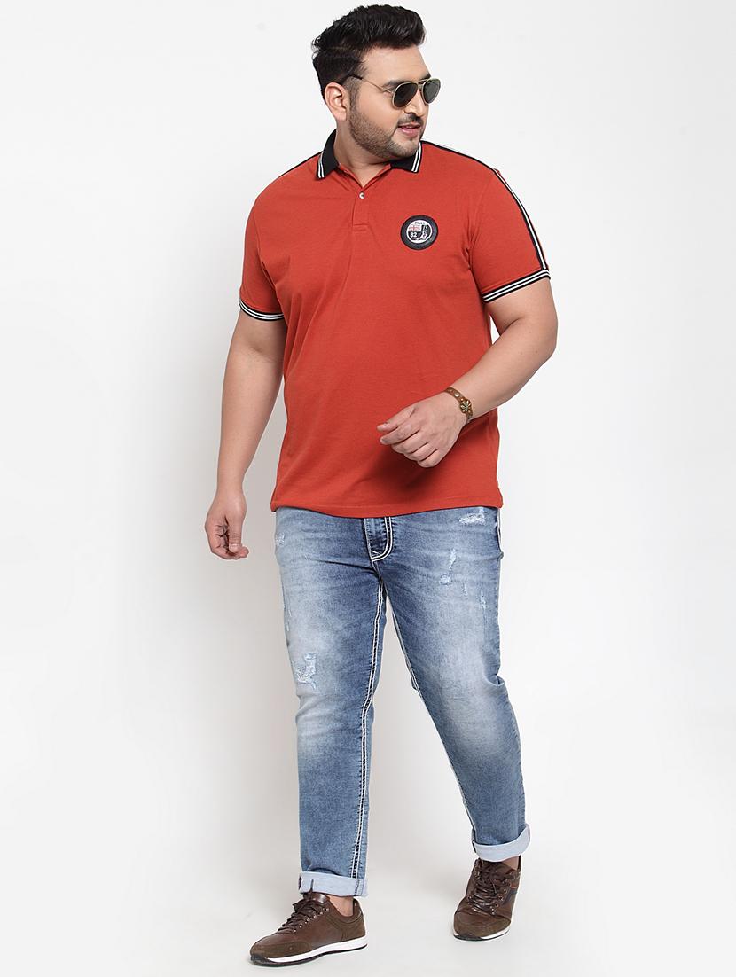 red solid plus size polo t-shirt - 17282025 - Zoom Image - 4