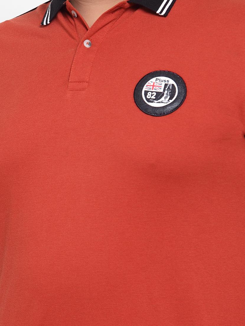 red solid plus size polo t-shirt - 17282025 - Zoom Image - 5