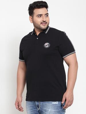 black solid plus size polo t-shirt - 17282027 - Standard Image - 2