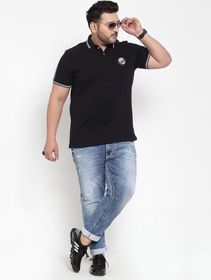 black solid plus size polo t-shirt - 17282027 - Standard Image - 4