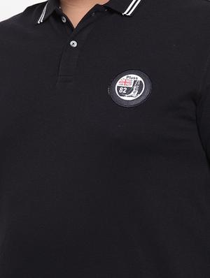 black solid plus size polo t-shirt - 17282027 - Standard Image - 5