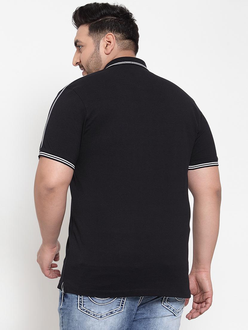 black solid plus size polo t-shirt - 17282027 - Zoom Image - 3