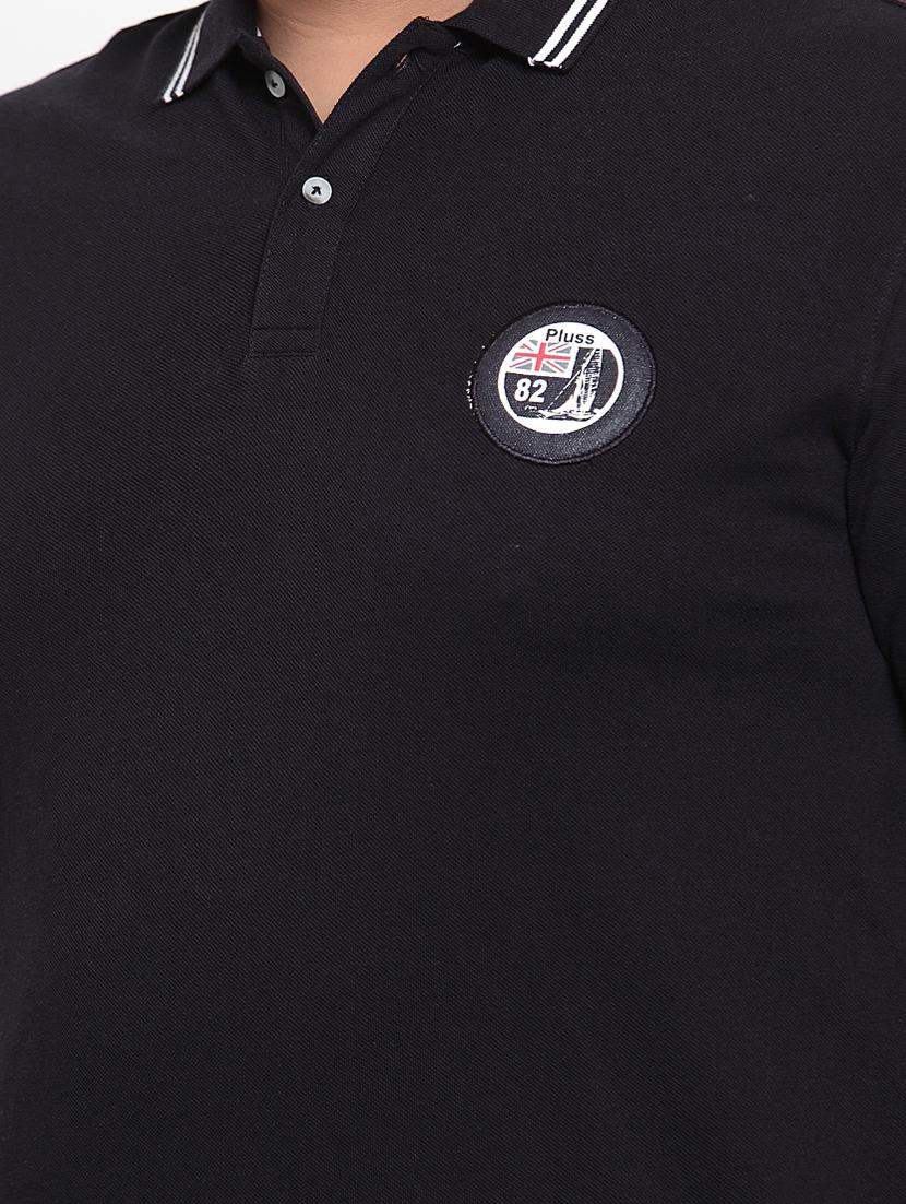 black solid plus size polo t-shirt - 17282027 - Zoom Image - 5