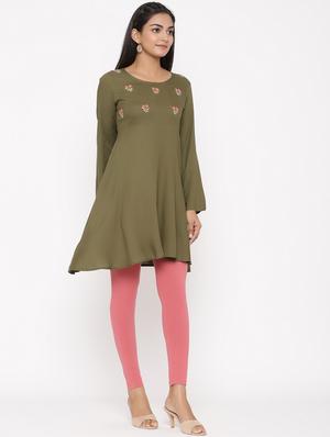 yoke embroidered flared kurta - 17282674 - Standard Image - 2