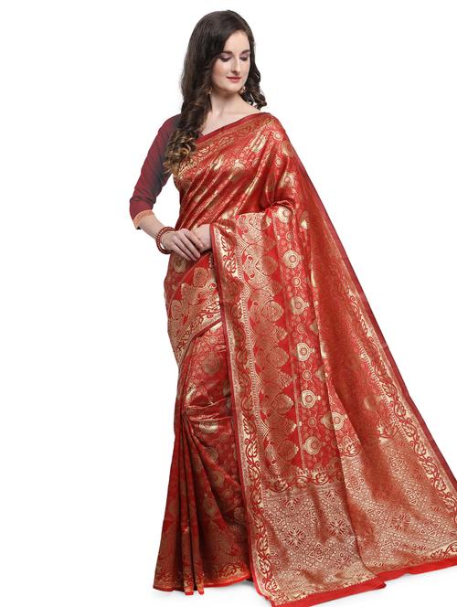 self design banarasi saree with blouse - 17282809 - Standard Image - 1