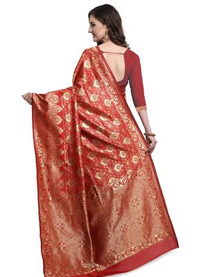 self design banarasi saree with blouse - 17282809 - Standard Image - 2
