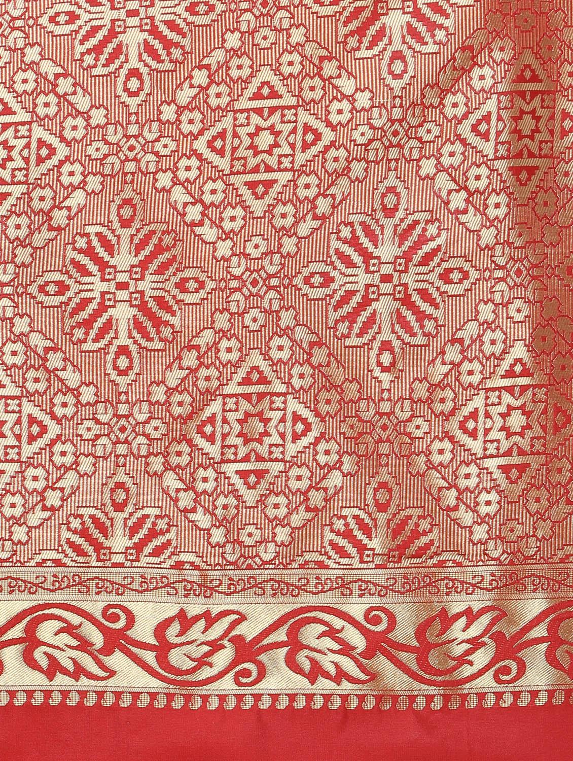 self design banarasi saree with blouse - 17282809 - Zoom Image - 3