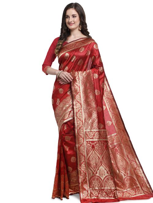 self design banarasi saree with blouse - 17282810 - Standard Image - 1
