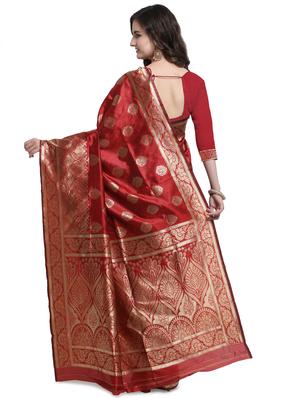 self design banarasi saree with blouse - 17282810 - Standard Image - 2