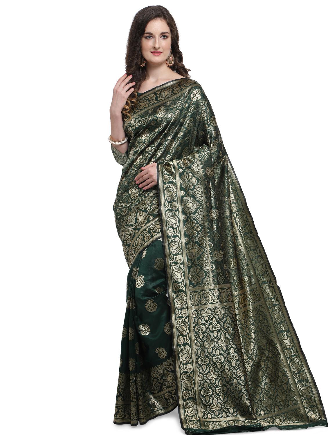 self design banarasi saree with blouse - 17282811 - Zoom Image - 1