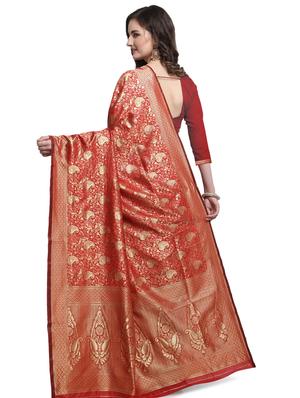 self design banarasi saree with blouse - 17282816 - Standard Image - 2