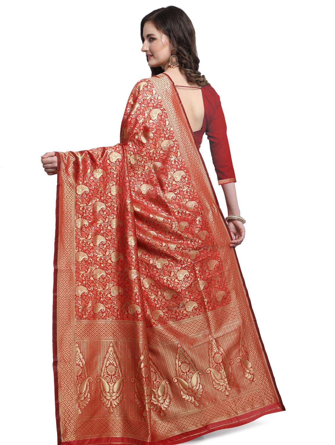 self design banarasi saree with blouse - 17282816 - Zoom Image - 2