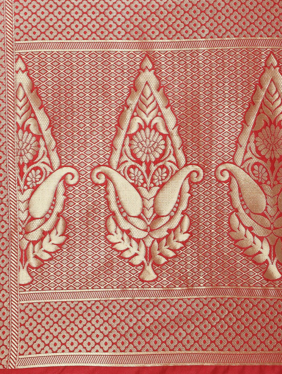 self design banarasi saree with blouse - 17282816 - Zoom Image - 3