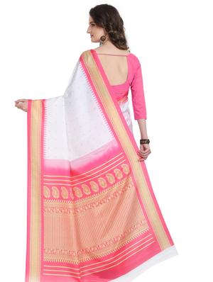 solid bordered saree with blouse - 17283378 - Standard Image - 2