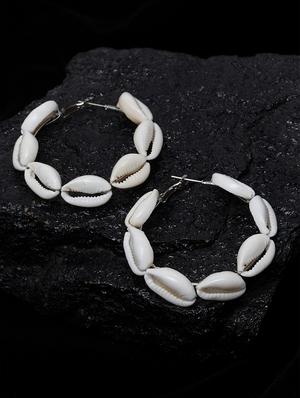 beige metal hoop earring - 17283816 - Standard Image - 2