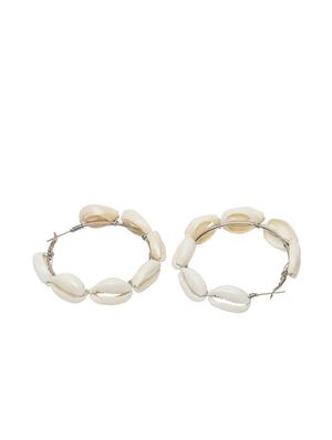 beige metal hoop earring - 17283816 - Standard Image - 3
