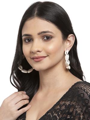 beige metal hoop earring - 17283816 - Standard Image - 4