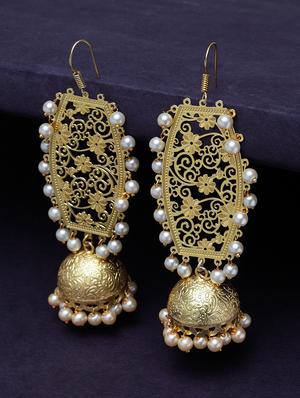 gold copper jhumka earring - 17283823 - Standard Image - 2