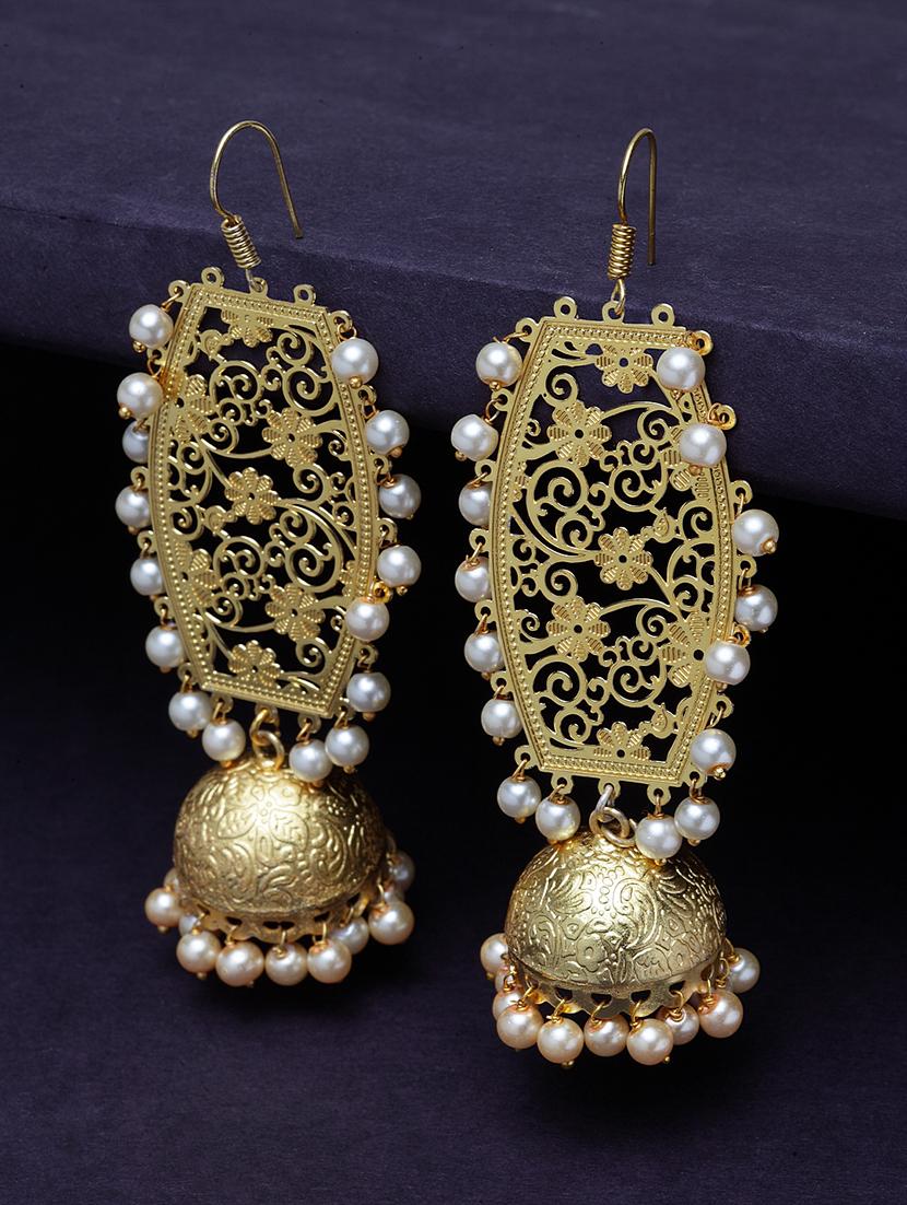 gold copper jhumka earring - 17283823 - Zoom Image - 2