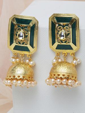 gold copper jhumka earring - 17283825 - Standard Image - 2