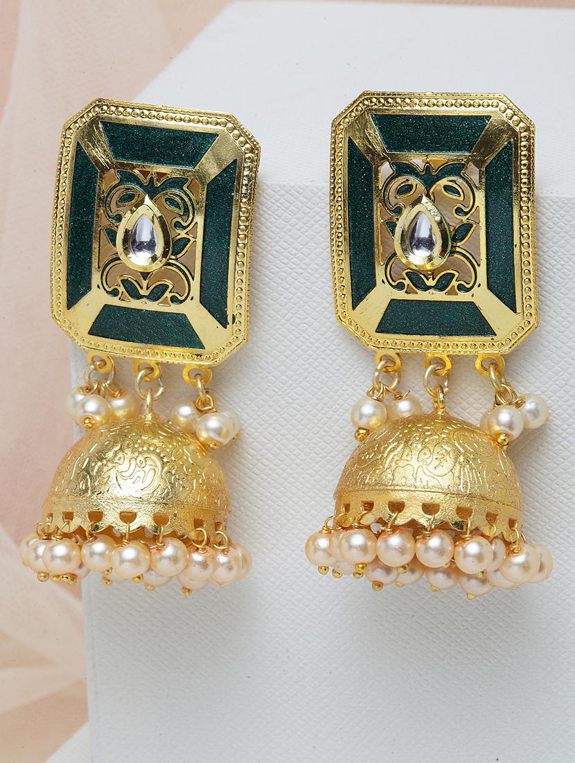 gold copper jhumka earring - 17283825 - Zoom Image - 2