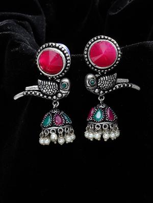 silver plated jhumka earring - 17283833 - Standard Image - 2