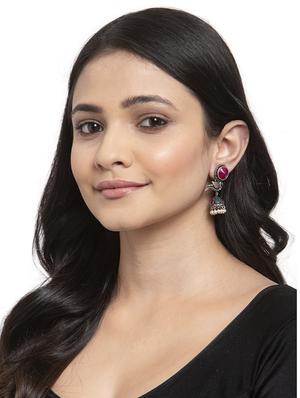 silver plated jhumka earring - 17283833 - Standard Image - 4