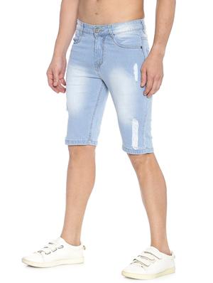 light blue washed distressed denim shorts - 17284164 - Standard Image - 2