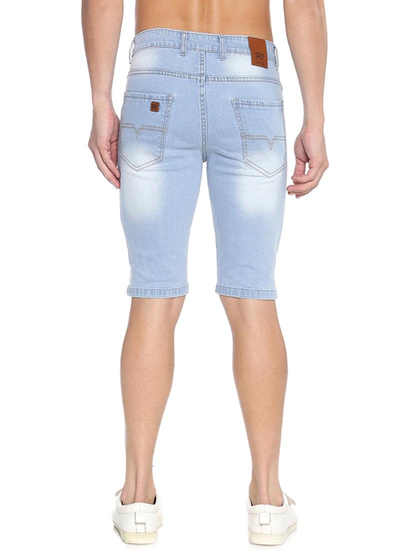 light blue washed distressed denim shorts - 17284164 - Zoom Image - 3