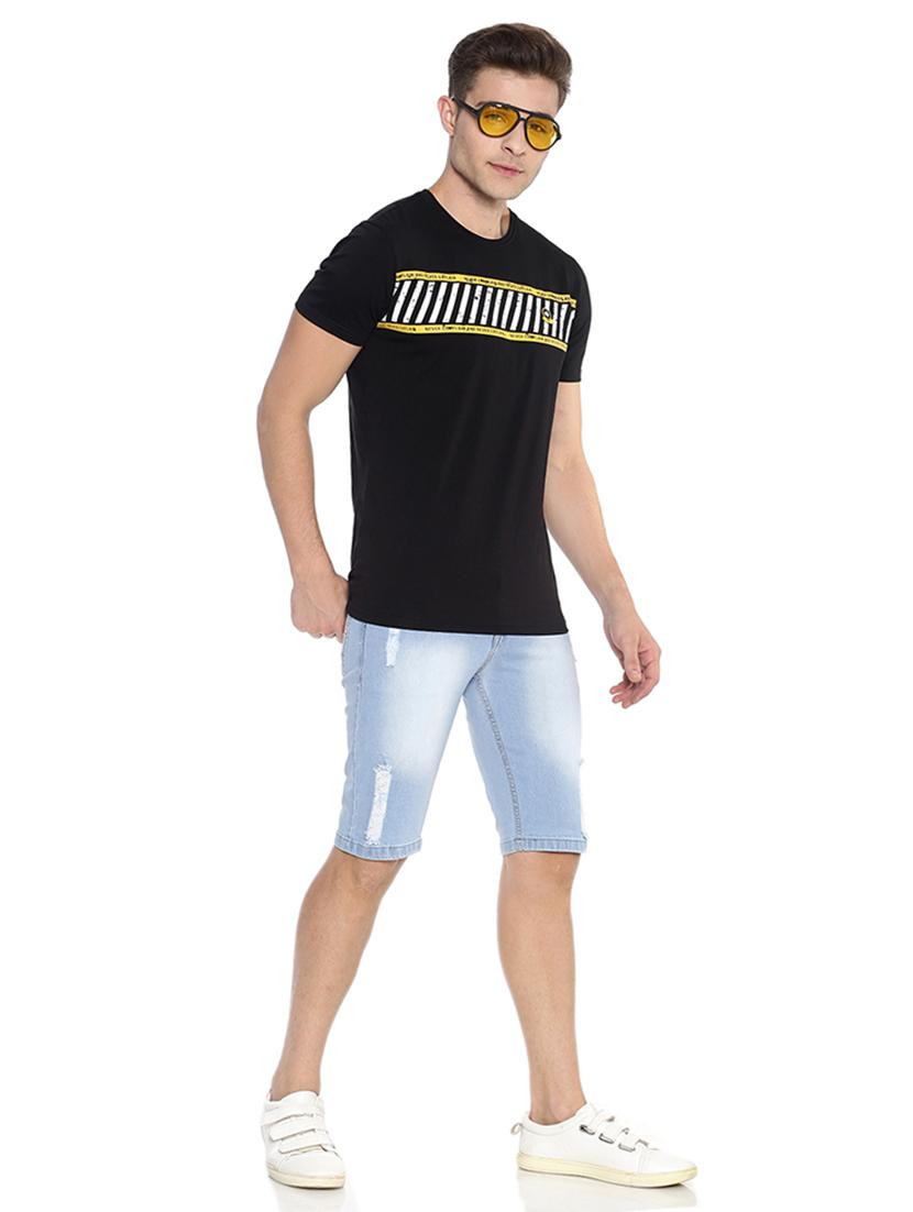 light blue washed distressed denim shorts - 17284164 - Zoom Image - 4