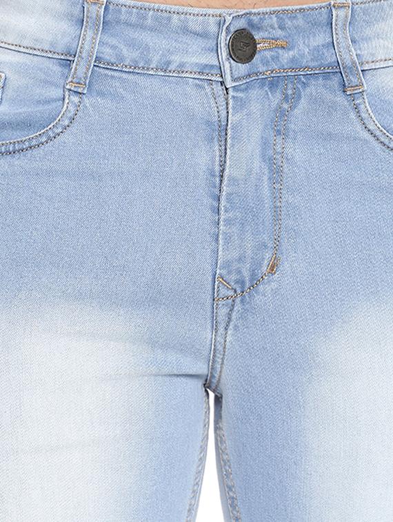 light blue washed distressed denim shorts - 17284164 - Zoom Image - 5