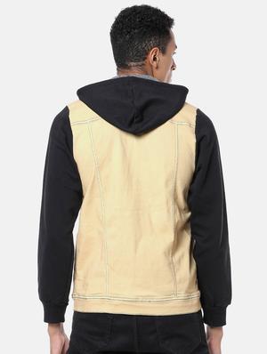beige color block denim jacket - 17284224 - Standard Image - 3