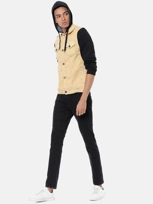 beige color block denim jacket - 17284224 - Standard Image - 4