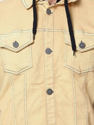 beige color block denim jacket - 17284224 - Standard Image - 5