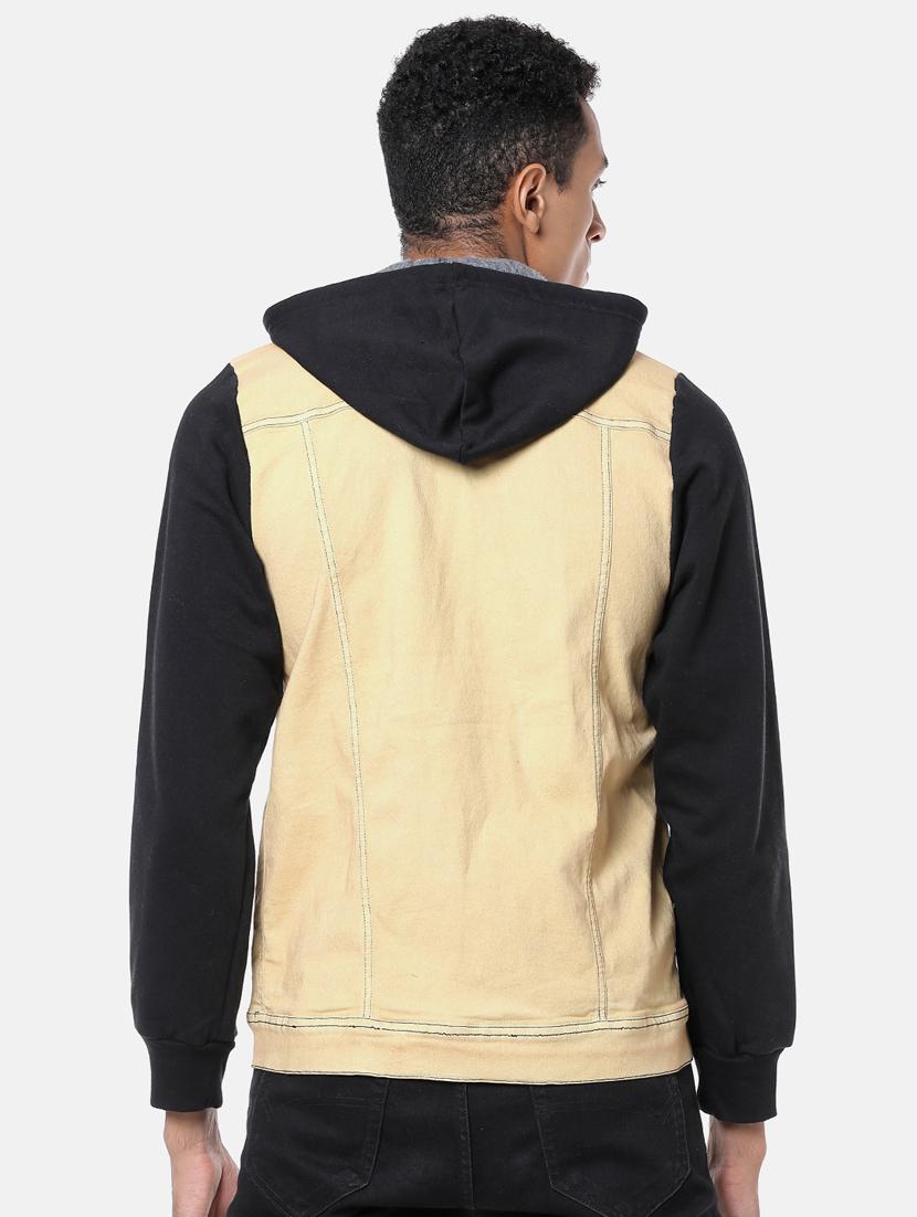 beige color block denim jacket - 17284224 - Zoom Image - 3