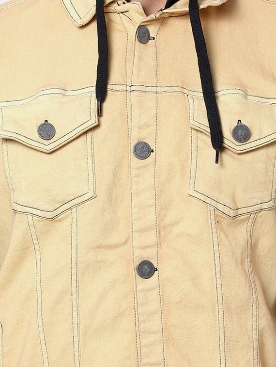 beige color block denim jacket - 17284224 - Zoom Image - 5