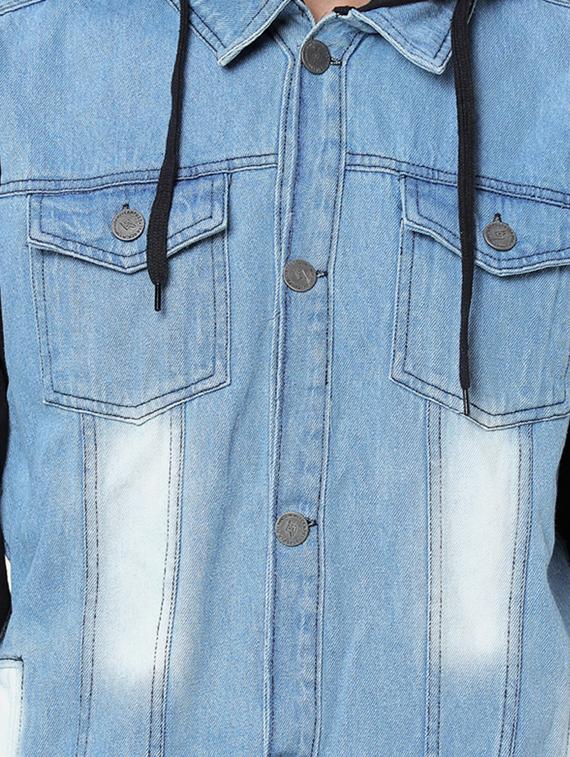 blue color block washed denim jacket - 17284226 - Zoom Image - 5
