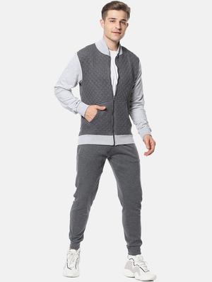 grey color block casual jacket - 17284267 - Standard Image - 4