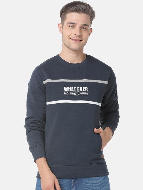 navy blue printed sweatshirt - 17284276 - Standard Image - 1