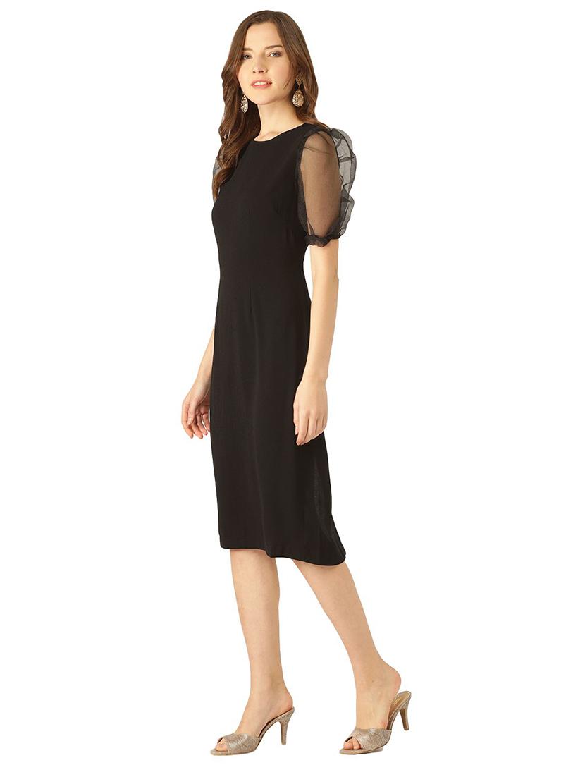 mesh sleeved bodycon dress - 17284354 - Zoom Image - 2