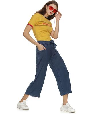 tie up waist frayed hem jeans - 17284432 - Standard Image - 4