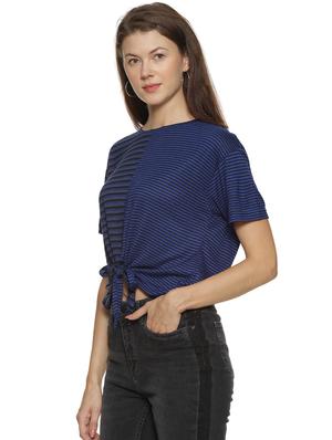 tie front striped crop top - 17284491 - Standard Image - 2