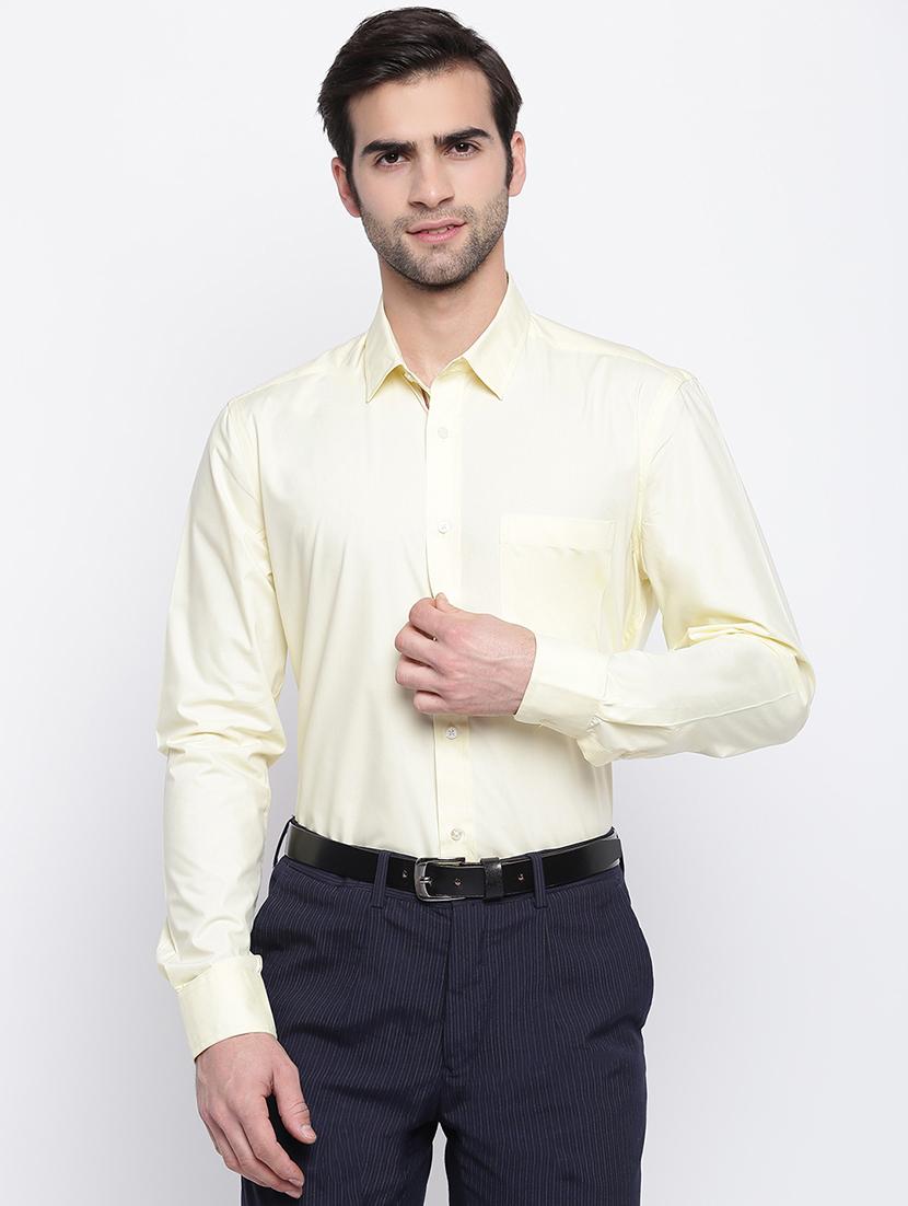 yellow solid formal shirt - 17284565 - Zoom Image - 1