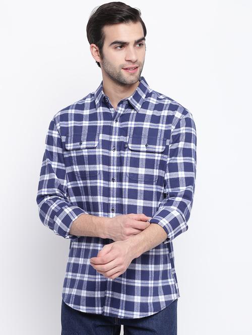 blue checkered casual shirt - 17284569 - Standard Image - 1